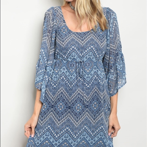 💕 Blue Gem Print Tunic Dress - Picture 2 of 6
